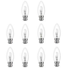 Image of 10 x Low Energy Halogen Candle 42W B22D Clear (equivalent to 60 watt) dimmable