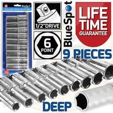 Image of 1/2" INCH Drive Deep Socket Set Long Reach Sockets 10mm - 22mm 9pcs 6 Point Hex