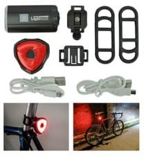 Image of Lighthouse Elite Rechargeable LED Front & Rear Back Bike Light Set, L/HEBIKEFRR