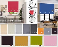Image of Square Eyelet Roller Blinds Easy Fit Trimmable Plain Fabric Window Roller Blind