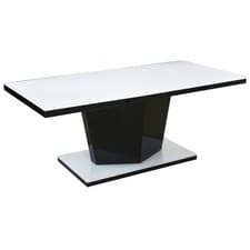 Image of GLASS COFFEE TABLE SUPER WHITE & BLACK NORA LIVING ROOM FURNITURE
