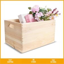 Image of Versatile XXL Wooden Storage Crate with Handles for Home 40 x 30 x 24 cm 1pc