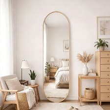 Image of Full Length Oval Mirror – Standing Aluminium Alloy Tempered Glass Floor Mirror