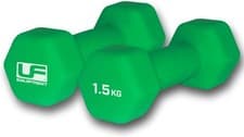 Image of Neoprene Covered Hex Dumbbells Fitness (Pair) Green 2 x 1.5kg