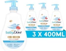 Image of Baby Dove Rich Moisture Head to Toe Wash 400ml x3 | Gentle Newborn Body & Hair