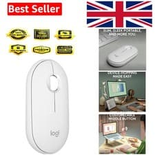 Image of Logitech Pebble Mouse 2 M350s: Slim Wireless Bluetooth, Quiet Clicks - White