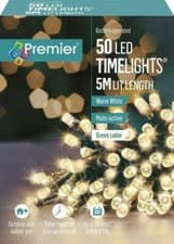Image of Premier 50 LED Battery Multi-Action Christmas Tree Lights with Timer WARM WHITE