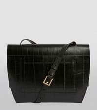 Image of Allsaints Ladies Black Bag Eel Leather Charterhouse Shoulder Luxury Handbag