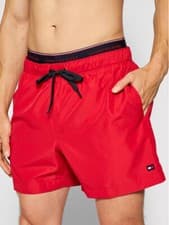 Image of Tommy Hilfiger Medium Drawstring Swim Shorts Red New & OVP