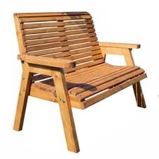 Image of 2 Seater Wooden Garden Patio High Back Bench Furniture Hand Made Flat Packed