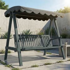 Image of 3 Seater Garden Swing Seat with Canopy, Outdoor Hammock Bench