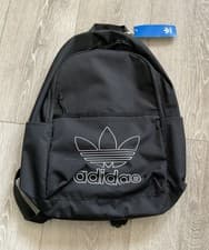 Image of Adidas Mens Womens Adicolor Backpack Black White Logo 17 x 10.75 x 6 | Ret. $35