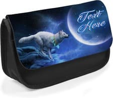 Image of Personalised Wolf Pencil Case Boys School Stationary Bag Wolves Cute Gift KS28