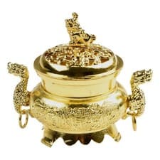 Image of Chinese Dragon Cover Incense Burner Metal Aromatherapy Censer Cone Holder Decor#