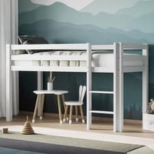 Image of Flair White Mid Sleeper Cabin Bed for Kids with Storage, Compact Pine Frame