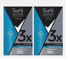 Image of Sure Men Maximum Protection Anti-Perspirant Deodorant Cream Stick Pack 2 x 45ml