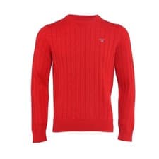 Image of GANT Men's Red Crew Neck Logo Knit 100% Cotton Sweatshirt Size M 8010501