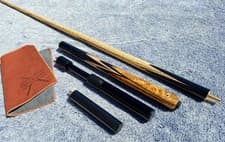 Image of Beautiful Hand Made Burl Spliced Maple 3/4 Snooker Pool Cue 8.5mm Tip, 145.5cm