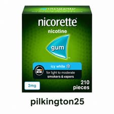 Image of Nicorette 2mg Nicotine Gum Sugar Free Icy White 210 Pieces Stop Smoking Aid
