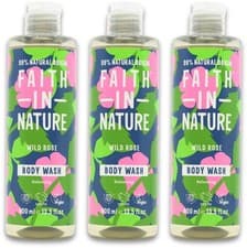 Image of Faith In Nature Wild Rose Body Wash 400ml X 3