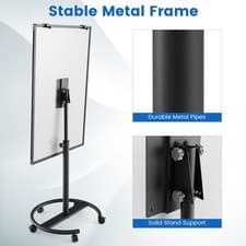 Image of 100X65 cm Height-Adjustable Mobile Magnetic Whiteboard Dry Erase Board Black