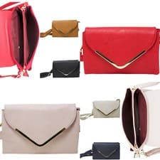 Image of Ladies Metal Detail Envelope Clutch Bag Women Crossbody Shoulder Handbag G132