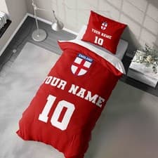 Image of England Name and Number Duvet Cover Personalised Football Design Bedding Set