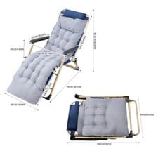 Image of Zero Gravity Chair Reclining Sun Lounger Outdoor Garden Folding with Cushion Pad