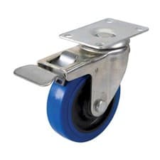 Image of Fixman Braked Swivel Elastic Rubber Castor 100mm 140kg Blue 200742