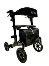 Image of Lightweight Fold Flat Rollator with Large Front Wheels Padded Backrest Seat