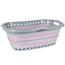 Image of Russell Hobbs 37L Collapsible Pink Laundry Basket, Hip Hugger, Portable, Compact