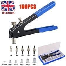 Image of 160PCS Threaded Nut Riveter Gun M3-M8 Insert Tool Riveter Rivnut Nutsert Kit Set