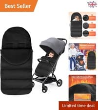 Image of Luxurious Black Footmuff with Velvet Lining for Comfortable Stroller Rides