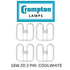 Image of 4 X CROMPTON 16W 2D 2 PIN 840 COOL WHITE LIGHT BULBS BUTTERFLY FLUORESCENT GR8