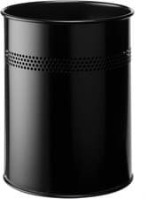 Image of Metal round Waste Bin Black 15 Litre Capacity, Stylish 30 Mm Perforated Ring, Wa