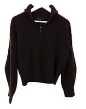 Image of Monsoon Women's Cardigan Size XS Dark Brown Half Zip High Neck NEW F2