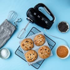 Image of Smeg Hand Mixer 50’s Style Black Electric Hand Mixer with Accessories  HMF01BLUK