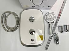 Image of AQUALISA VOPZ27 EVOLVE 10.5kW WHITE / SATIN SILVER ELECTRIC SHOWER
