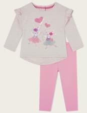 Image of Monsoon Baby Girls Dancing Mice Jersey Top & Leggings Set - Various Sizes - BNWT