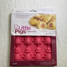 Image of Mobi 12 Little Pink Pigs in a Blanket Silicone Baking Mold New In Box Pink