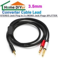 Image of 3.5mm STEREO Jack Plug to 2 x MONO Jack Plugs SPLITTER Converter Cable Lead