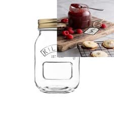 Image of Kilner Preserve Jar 0.5L (500ml) Round Glass Screw Top Lid 0.5 litre, Clear 