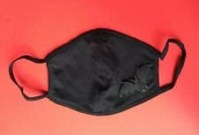 Image of Black Cotton Face Mask: Black Bat - wings red eyes horror spooky Halloween Goth