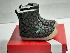 Image of Kickers Socool Black Firework Girls (Inf) Leather Ankle Boots