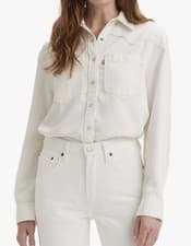 Image of Levi's Women Teodora Western Relaxed Fit Denim Shirt Off White (ecru) Sz XS NWT