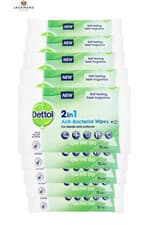 Image of Dettol Antibacterial Hand Wipes, Fresh Scented, 15 count (Pack of 9), Neutral