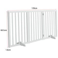 Image of Wooden Pet Gate Long Fence Foldable Puppy Dog Playpen Safety Barrier with Feet