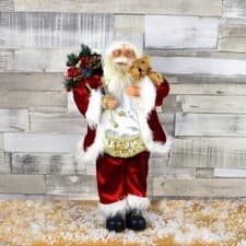 Image of 45cm Standing Santa Claus Figure Red, White and Green Christmas Decoration