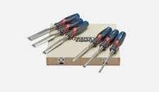 Image of DRAPER EXPERT 6 Piece Soft Grip Pound Thru Wood Chisel Set Metal End Caps 70419