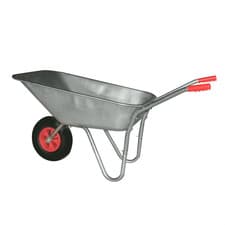 Image of 80L LITRE WHEELBARROW GALVANISED STEEL OUTDOOR WHEEL BARROW PNEUMATIC BRICKS DIY